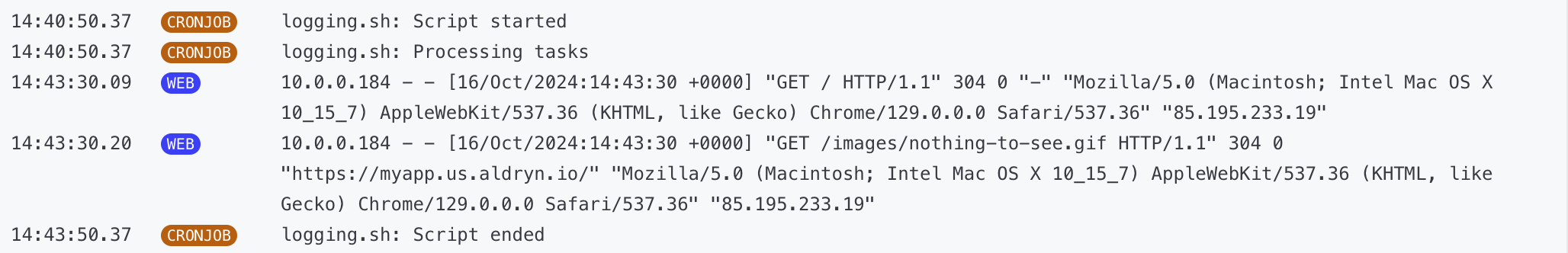 Cron job logs