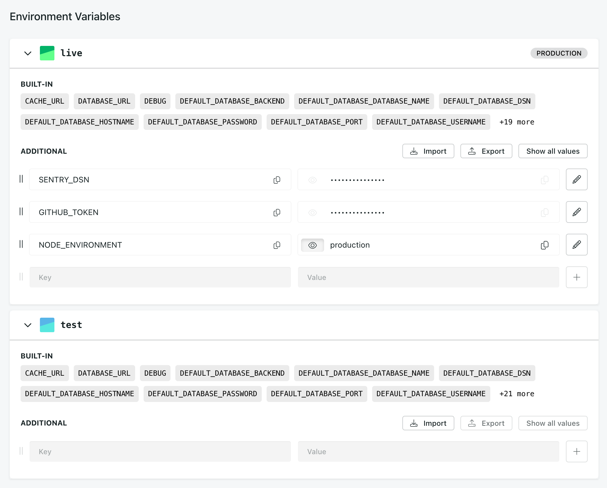 Managing environment variables