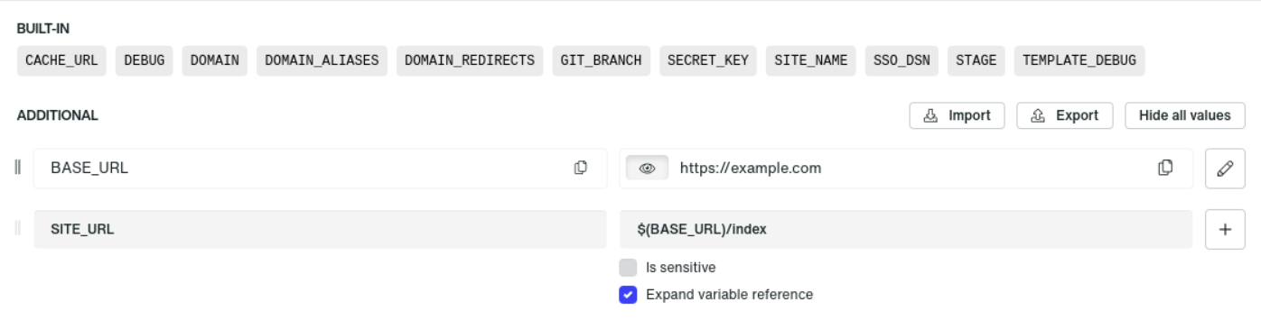 Enabling environment variables pattern replacement in the Control Panel