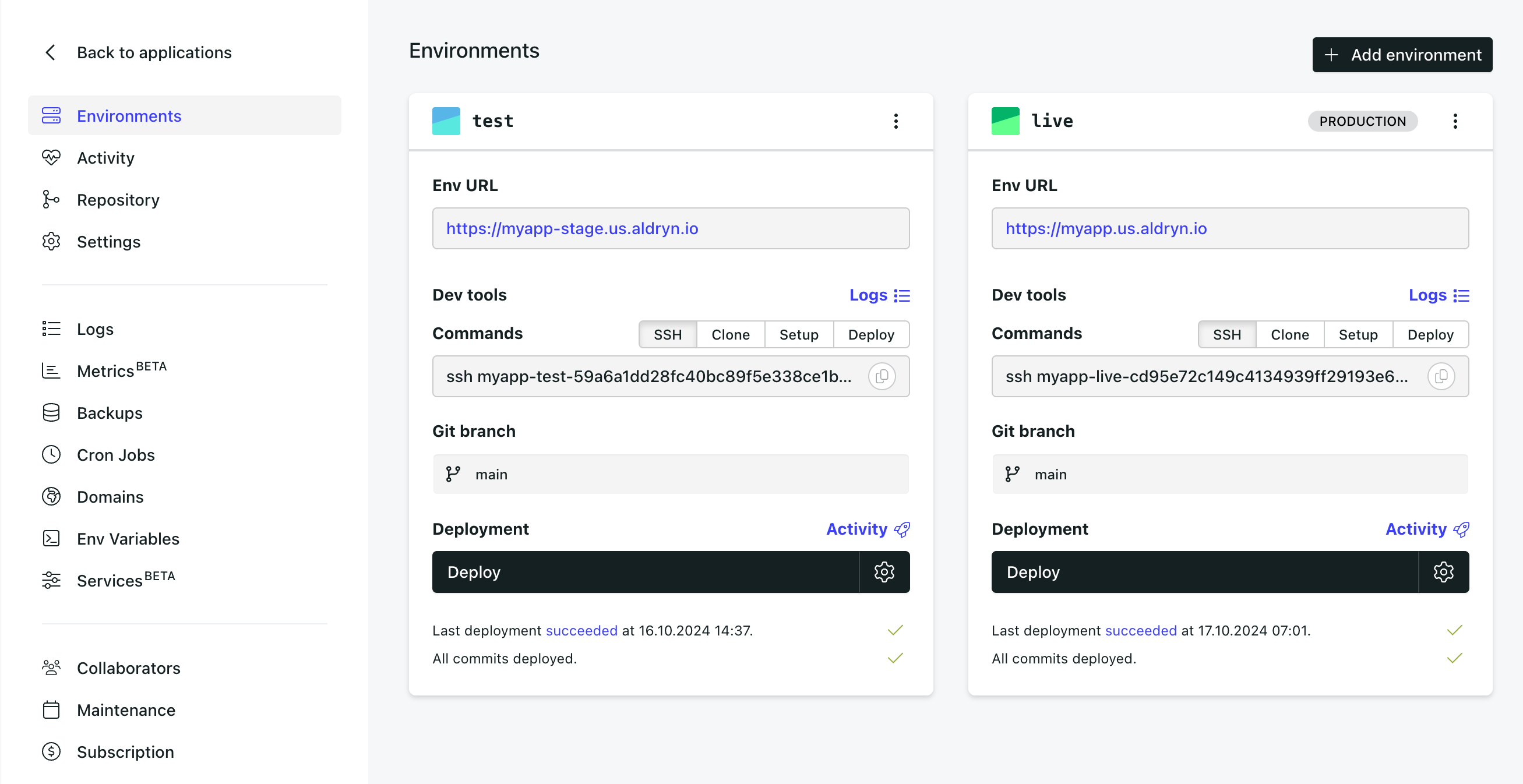 Application Dashboard