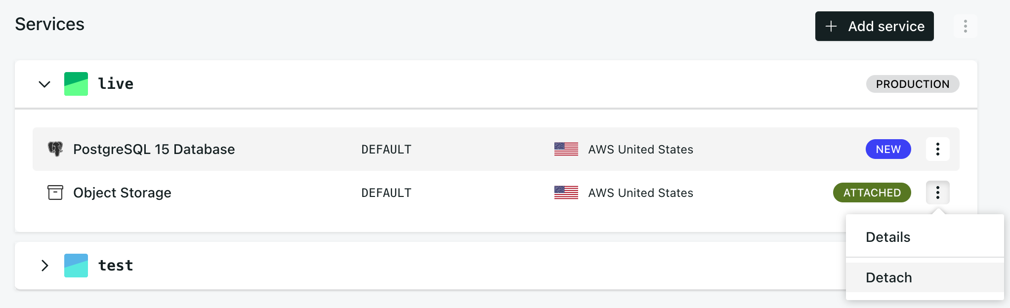 Detach the old PostgreSQL service