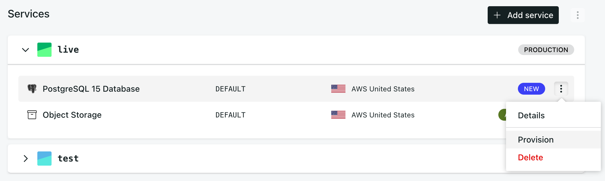 Provision the new version of the PostgreSQL service