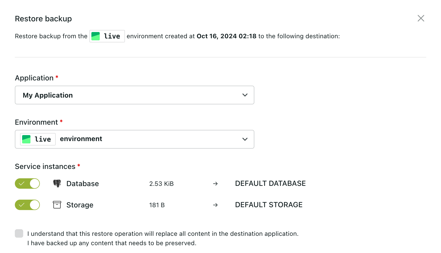 Restore the old backup to the new PostgreSQL service